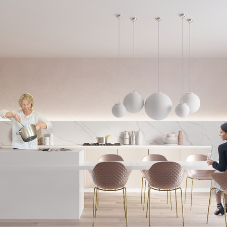 UGO E27 Hängeleuchte Überhängend Glasschirm Kugel 20cm Klassisch Silber und Weiß SOLLUX