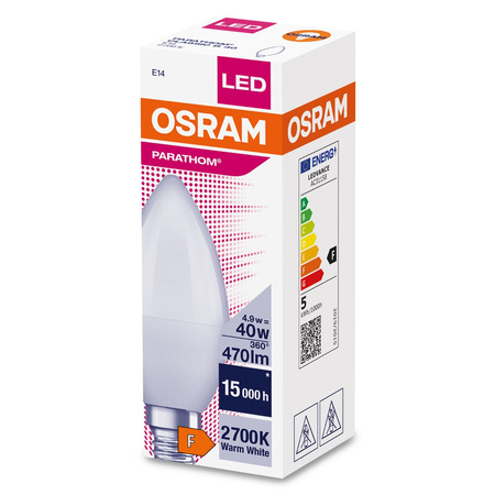 LED Lampe E14 B35 4.9W = 40W 470lm 2700K Warm 300° OSRAM Parathom