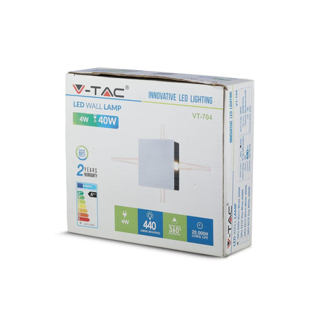 LED-Wandleuchte 4W 3000K IP65 4-flammig weiß quadratisch VT-704 V-TAC