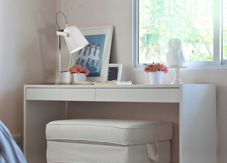 Schulnachttisch-Schreibtischlampe + Organizer Raibo E27 5W Weiß KANLUX