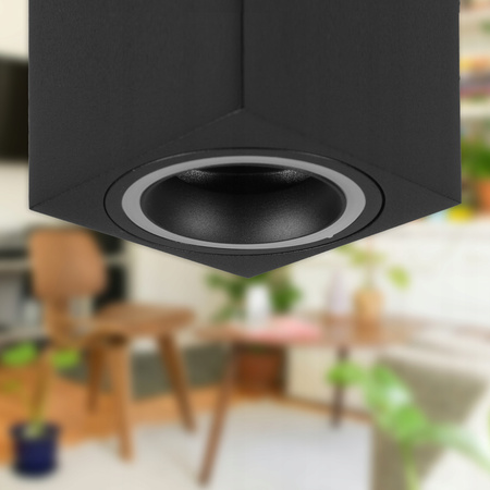 Aufputz Halogen Tuba Reflektor Spot GU10 Quadratisch Schwarz Masterled