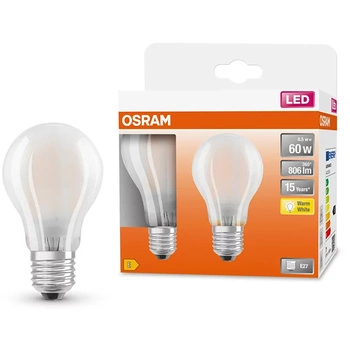 2x LED Lampen E27 A60 7W = 60W 806lm 2700K Wärme 300° Filament OSRAM STAR