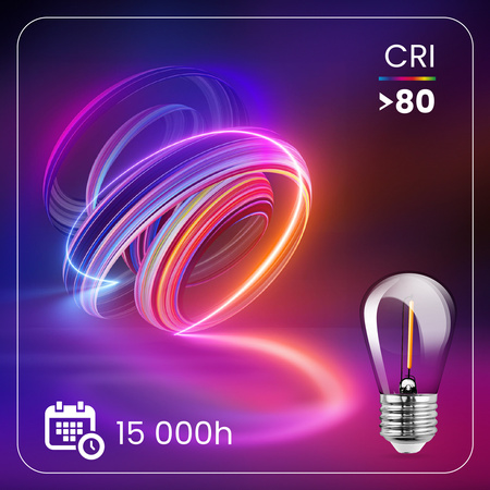 5x LED Filament Lampen E27, ST14 für Lichterketten 1W = 10W 100 lm 2700K warm Glühfaden LUMILED