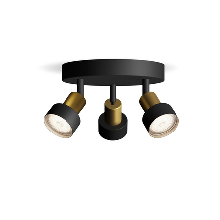 Reflektor-Deckenleuchte 3x GU10 Schwarz-Kupfer-Röhre Philips