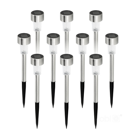 Solar Garten Pole Outdoor Stehend LED 6000K Kalt IP44 Chrom Eclipse Kobi