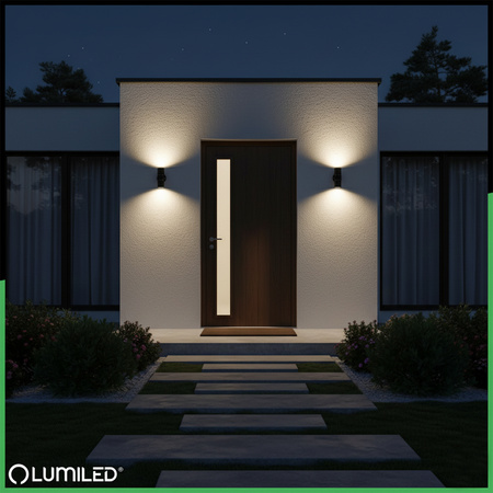 Wandleuchte Außen GU10, Garten-Wandleuchte IP44 nach oben und unten Schwarz ZINNA LUMILED