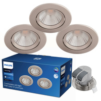 3x LED SPARKLE 5.5W 2700K Dimmbar Rund Satin Einbauleuchte PHILIPS