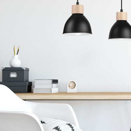 NICO Decke Pendelleuchte 2xE27 Schwarz Holz LM-2.143 Lamkur