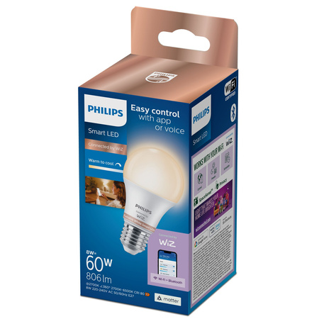 LED Lampen E27 A60 8W = 60W 806lm 2700-6500K SMART WiFi Philips WiZ