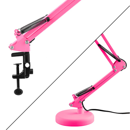 Schreibtischlampe E27, Zeichentisch-Schreibtischlampe mit Tischklemme Rosa TOBI LUMILED