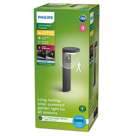 TYLA IR myGarden LED Solar-Gartenlampe 1,2W 4000K IP44 mit Bewegungs- und Dämmerungssensor Mast 40 cm PHILIPS