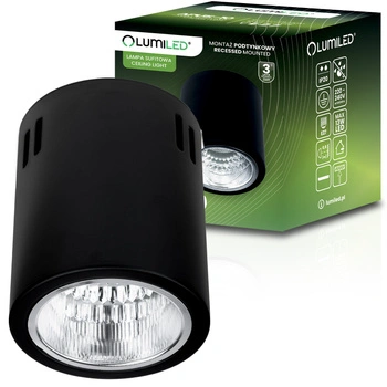 Aufbauleuchte E27, Aufbauspot Runde Tube Schwarz Fest APUS 10 LUMILED