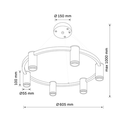 Decke Hängelampe 6x GU10 Schwarz PARIS Sanico Goldlux