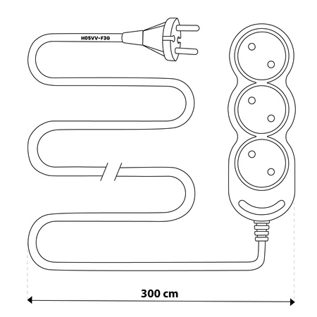 Netzverlängerungskabel Geerdete Steckdosenleiste 3 Steckdosen 3m Weißes Kabel Lendo Lumiled