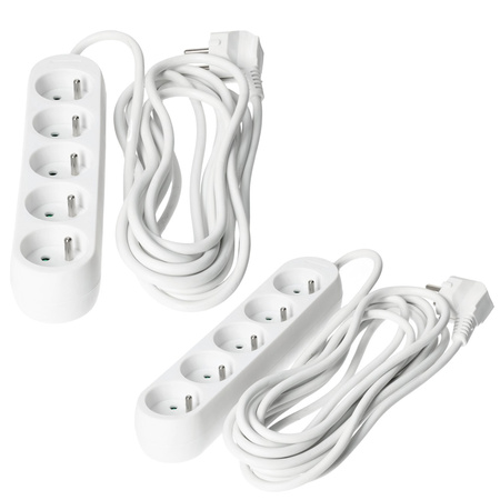 Verlängerungskabel Stecker 5x geerdete Steckdose Steckdosenleiste 5m weiß Linea Kobi