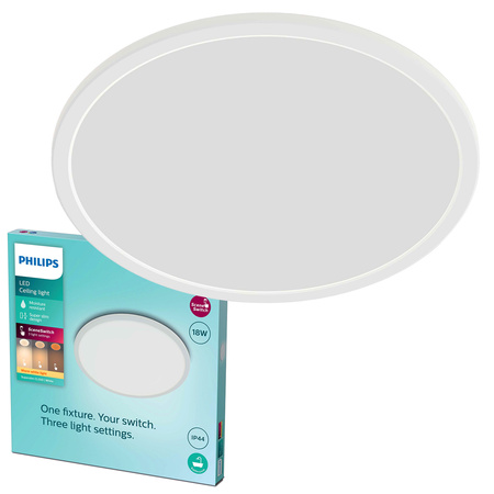 LED-Deckenleuchte SUPERSLIM 18W 2700K 30cm IP44 Dimmbar Weiß PHILIPS