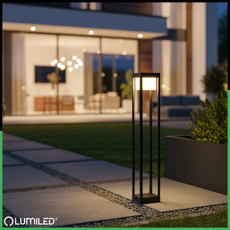 LED 12W 3000K 80cm Schwarz QUERCUS LUMILED Outdoor Standing Post Gartenlampe
