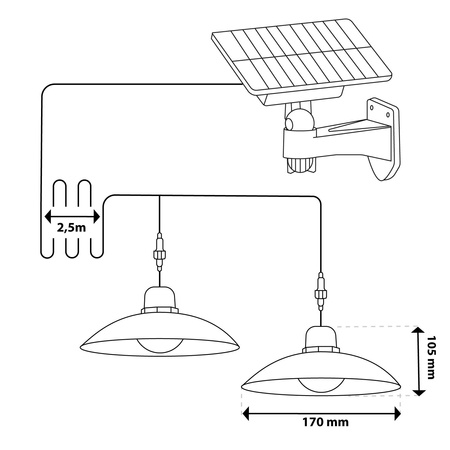 2x HELIA Solar LED Kronleuchter Garten Pendel Decke Sensor Pilot Panel LUMILED