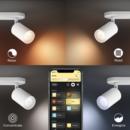 Philips HUE Weiß und Farbe Ambiance Fugato Lampe 4x4.2W Bluetooth Zigbee