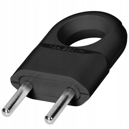 Euro-Flachstecker 2P-Stecker mit Ösengriff Schwarz ORNO