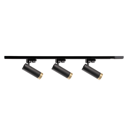 Stromschienen-Kit 1-Phasen-Schiene + 3x GU10 Reflektor Schwarz FADO Sanico Goldlux