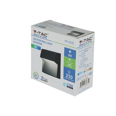 LED-Treppenleuchte 3 W 3000 K quadratisch schwarz Stufenleuchte VT-1172 V-TAC