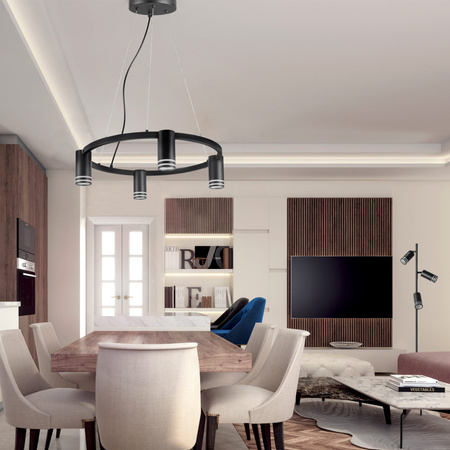 Hängelampe 4x GU10 Schwarz ROMA Sanico Goldlux