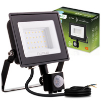 LED-Fluter ZUNA2 30W 6500lm 6500K IP44 Schwarz Bewegungsmelder LUMILED