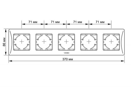 Horizontaler Rahmen für Wandsteckdosen mit fünf Steckplätzen weiß BINERA VIDEX