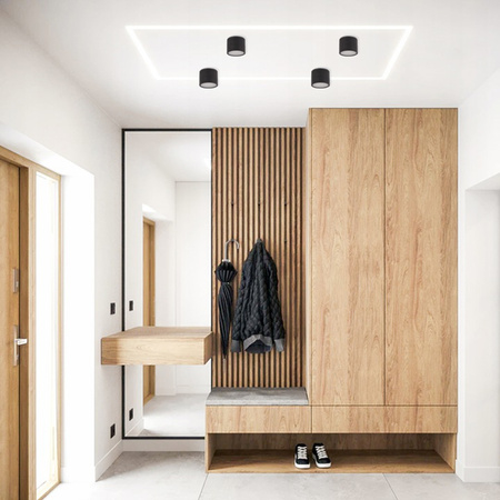 GRANDI LED Aufbau-Halogen-Deckenleuchte GX53 IP54 Rundrohr schwarz