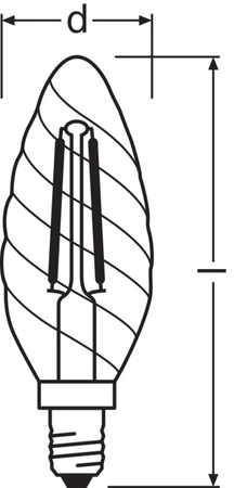 LED Lampen BW35 E14 3.4W = 40W 470lm 4000K Neutralweiß FILAMENT DIMMABLE LEDVANCE