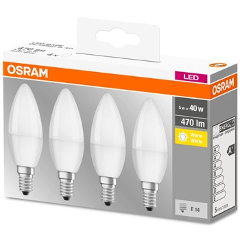 4x LED Lampen E14 B35 5W = 40W 470lm 2700K Warm 300° OSRAM-Sockel