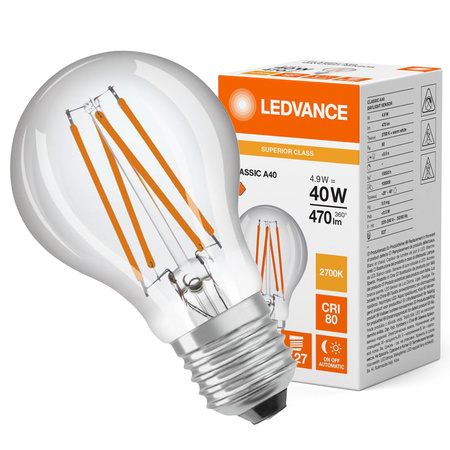 LED-Lampe E27 A60 4.9W = 40W 470lm 2700K Warm 320° Ledvance