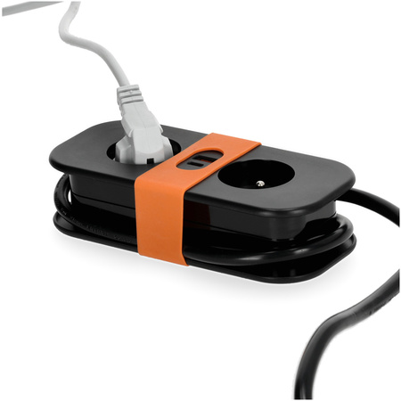 FlowFlexer Orange 2x230V + USB-A/USB-C 16A 3680W 1,4m Verlängerungskabel mit Erdung Kobi