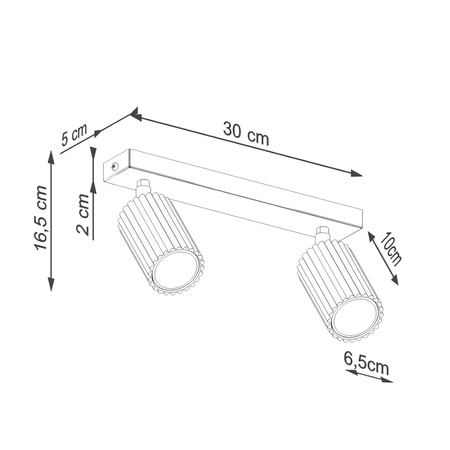 Tuba Spot Reflektor Deckenleuchte 2x GU10 Ocker Rot Carbon Deep Space SL.1637 Sollux