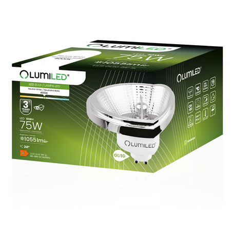 LED Lampen ES111 GU10 10W = 75W 1055lm 4000K Neutral 38° Silber LUMILED