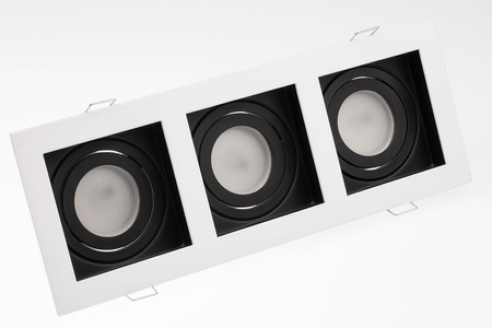 Einbaustrahler 3x GU10, Einbauspot HALOGEN Quadrat beweglich Weiß GEMINUS LUMILED