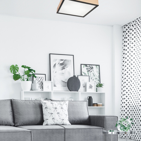 Plafond LED-Deckenleuchte SANTIAGO 4xE27 Quadratisch aus Holz LD-PD-9.6 Lamkur