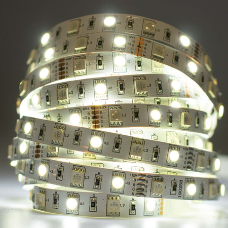 LED-Strip, LED-Streifen 12V 72W 300LED 5050 10mm 5m RGB + kalt LUMILED