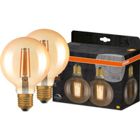 2x Dekorative Leuchtmittel E27 G95 6,5W = 55W 725lm 2400K warm 300° Filament dimmbar OSRAM Vintage 1906