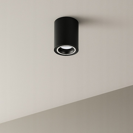 Aufputz Halogen Tuba Reflektor Spot GU10 Rund Schwarz Masterled