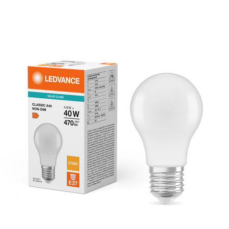 LED Lampen A60 E27 4.9W = 40W 470lm 2700K Warmweiß LEDVANCE