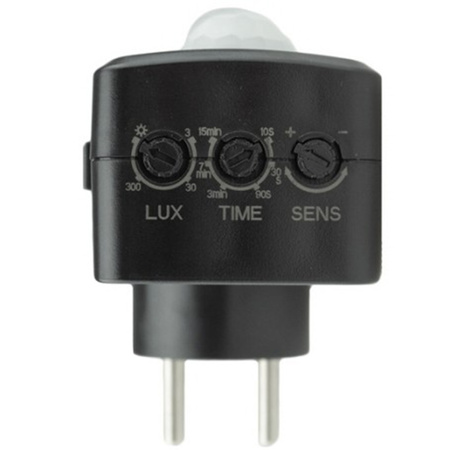 PIR-Bewegungs- und Dämmerungssensor für 120°-Steckdose 9 m Innenbereich Schwarz