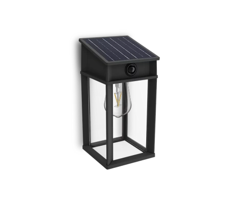 Gartenwandlampe Solar Outdoor Fassade LED 3.2W 470lm 4000K IP44 mit Bewegungs- und Dämmerungssensor Schwarz Geri Ultra Efficient Philips