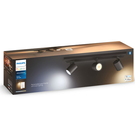 LED Spot Runner Deckenleuchte Schwarz 3x 4.2W CCT PHILIPS HUE Bluetooth Zigbee + Dimmschalter