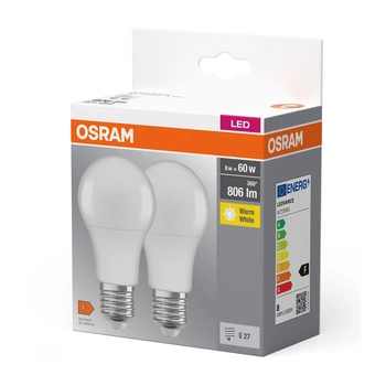 2x LED Lampe E27 A60 8W = 60W 806lm 2700K Warmweiß 200° OSRAM