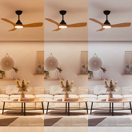 Deckenventilator 28W LED-Deckenleuchte 24W 2650lm 3000/4300/6500K CCT Schwarz Braun + Pilot Olas Philips