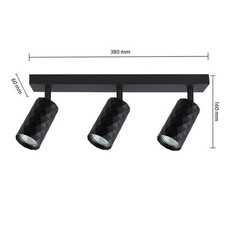 Spot Tuba Reflektor Halogen-Deckenleuchte 3x GU10 Moving Black Glamour Masterled