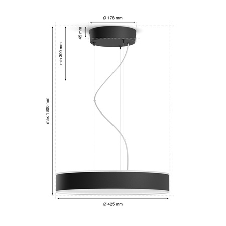 ENRAVE LED Decke Pendelleuchte Schwarz 33.5W CCT PHILIPS HUE Bluetooth + Dimmschalter