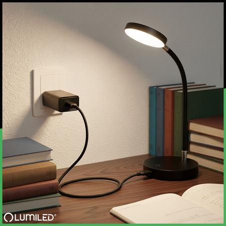 1x USB-Ladeadapter 5V/1A DC für Tischlampen, Schwarz LUMILED